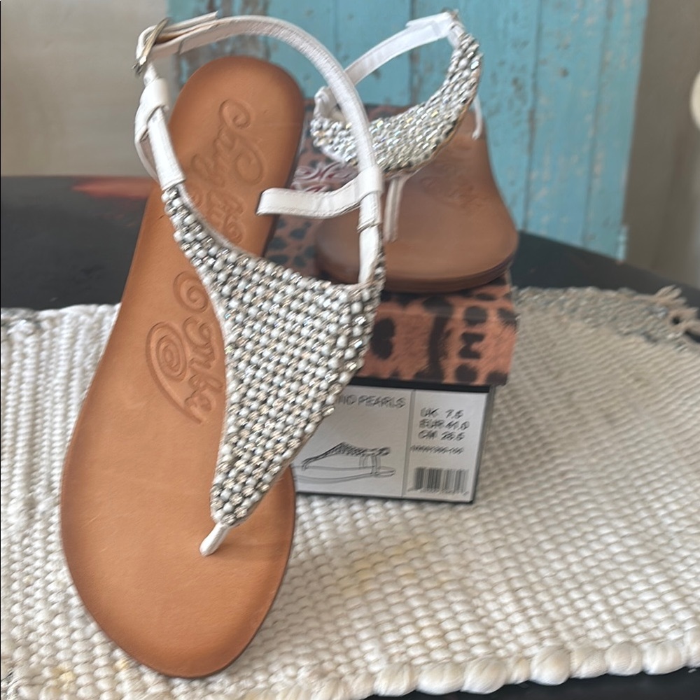 Elegant White and Silver Sandals